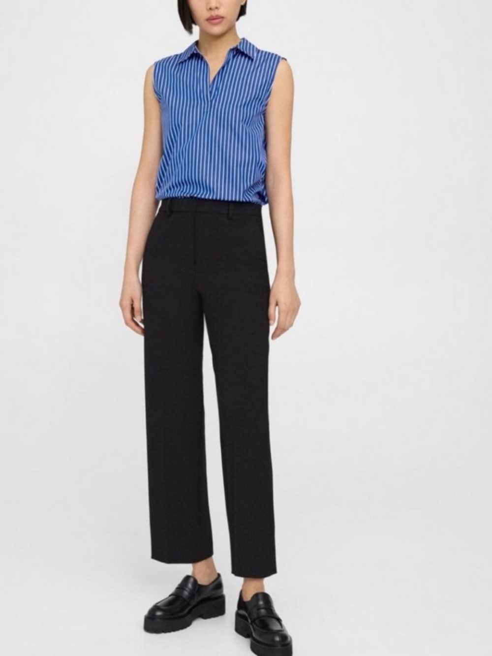 Theory High Waist Straight Leg Pant Quiet Luxury Stretch
Cotton Blend Size 6.